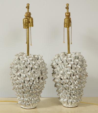Custom Pair of Barnacle Ceramic Lamps
