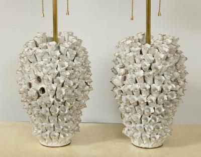 Custom Pair of Barnacle Ceramic Lamps