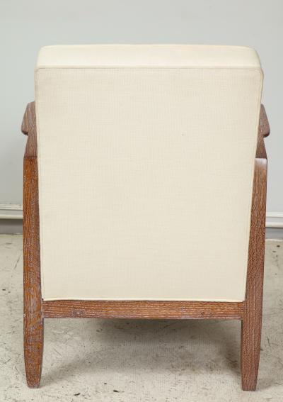 Custom Pair of Cerused Oak Lounge Chairs in the French 40s Manner