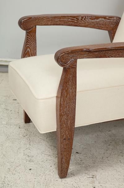 Custom Pair of Cerused Oak Lounge Chairs in the French 40s Manner