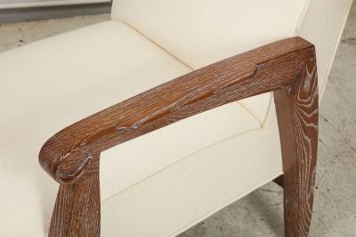 Custom Pair of Cerused Oak Lounge Chairs in the French 40s Manner
