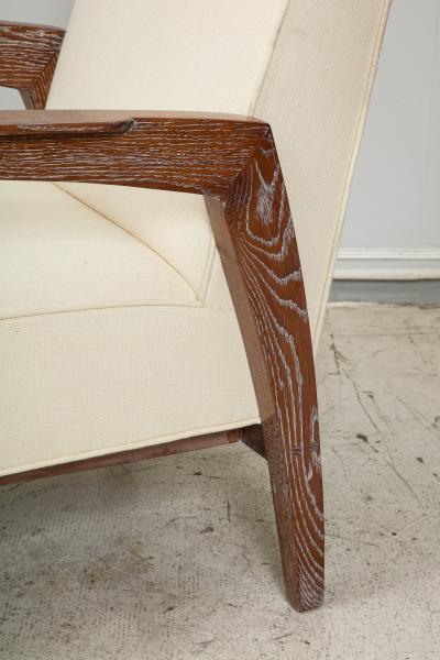 Custom Pair of Cerused Oak Lounge Chairs in the French 40s Manner