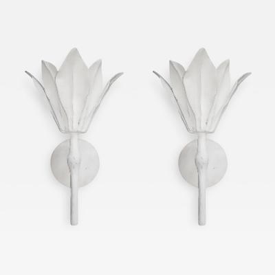 Custom Pair of Plaster Single Fleur Sconces