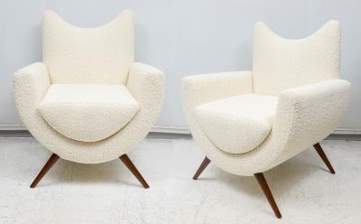 Custom Pair of Sculptural Mid Century Modern Style Lounge Chairs