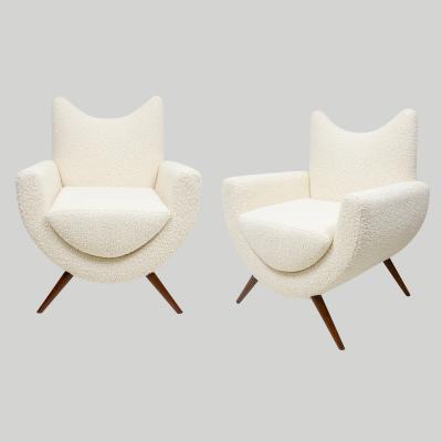 Custom Pair of Sculptural Mid Century Modern Style Lounge Chairs