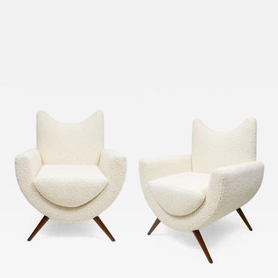 Custom Pair of Sculptural Mid Century Modern Style Lounge Chairs