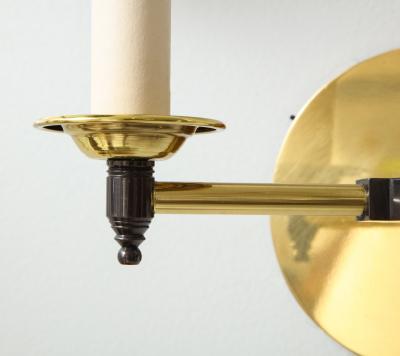 Custom Pair of Two Arm Brass Sconces in the Midcentury Manner