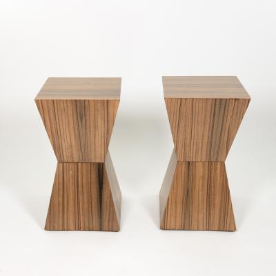 Custom Pair of Zebrawood Geometric Cocktail Tables Contemporary