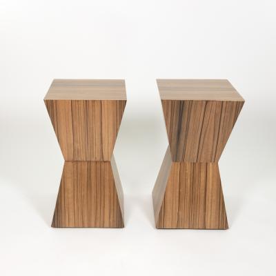 Custom Pair of Zebrawood Geometric Cocktail Tables Contemporary