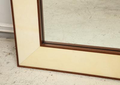 Custom Parchment Mirror With Mahogany Frame