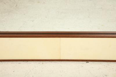 Custom Parchment Mirror With Mahogany Frame