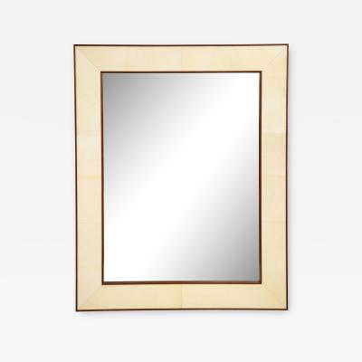 Custom Parchment Mirror With Mahogany Frame