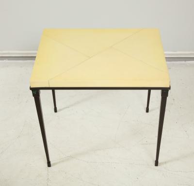 Custom Parchment Top Table with Iron Base