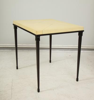 Custom Parchment Top Table with Iron Base