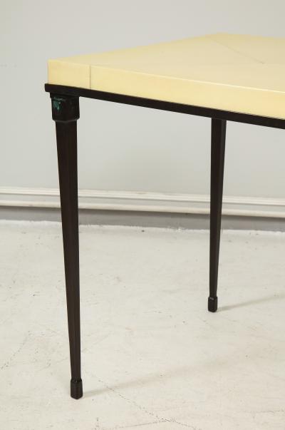 Custom Parchment Top Table with Iron Base