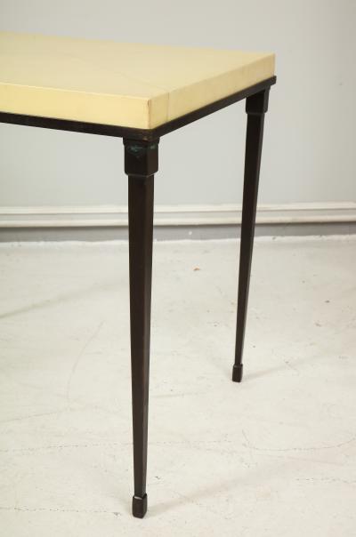 Custom Parchment Top Table with Iron Base