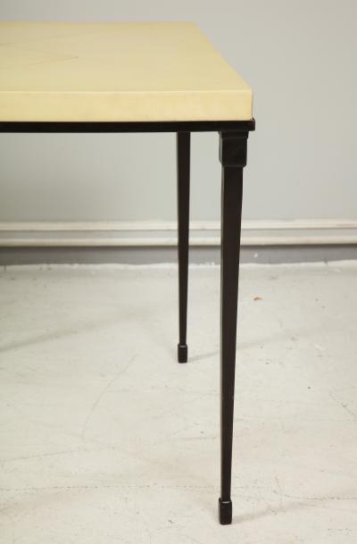 Custom Parchment Top Table with Iron Base