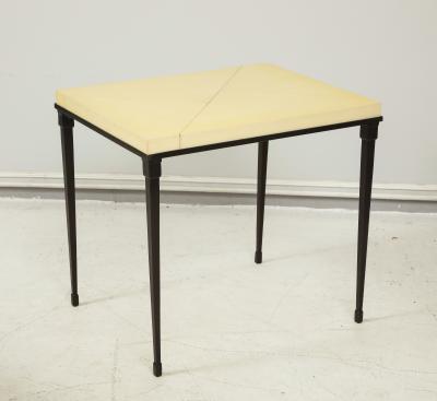 Custom Parchment Top Table with Iron Base