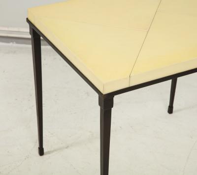Custom Parchment Top Table with Iron Base