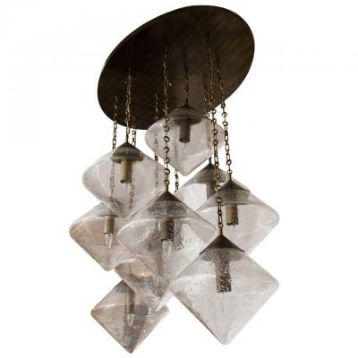 Custom Prism Globe Chandelier in Antique Brass Finish