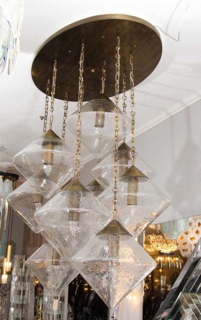 Custom Prism Globe Chandelier in Antique Brass Finish