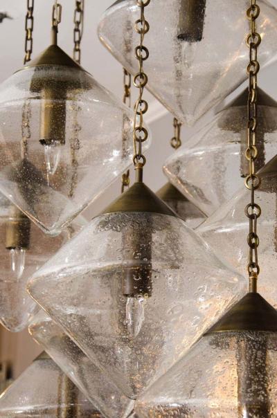 Custom Prism Globe Chandelier in Antique Brass Finish