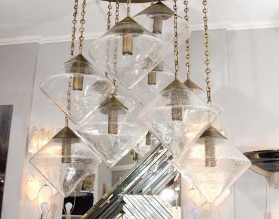 Custom Prism Globe Chandelier in Antique Brass Finish