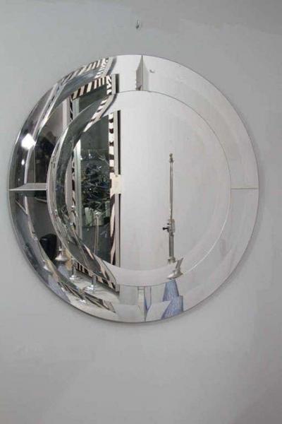 Custom Round Clear Mirror in the Manner of Karl Springer