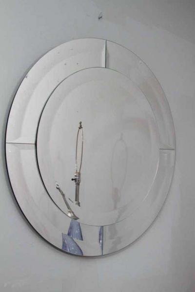 Custom Round Clear Mirror in the Manner of Karl Springer