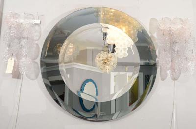 Custom Round Mirror with Smoked Glass Border in the Manner of Karl Springer