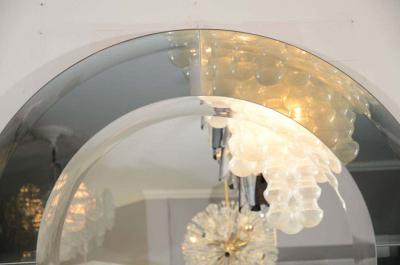 Custom Round Mirror with Smoked Glass Border in the Manner of Karl Springer