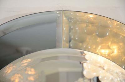 Custom Round Mirror with Smoked Glass Border in the Manner of Karl Springer