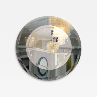 Custom Round Mirror with Smoked Glass Border in the Manner of Karl Springer
