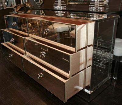 Custom Six Drawer Mirrored Dresser