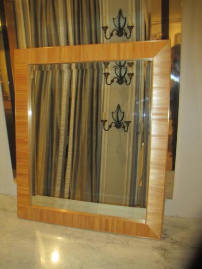 Custom Straw Marquetry Mirror