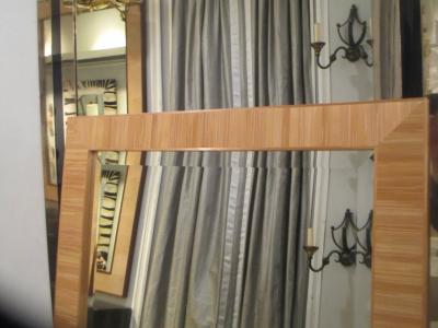 Custom Straw Marquetry Mirror