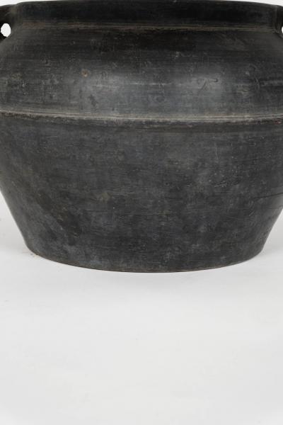 Custom Table Lamp from Black Turkish Pot with Linen Shade