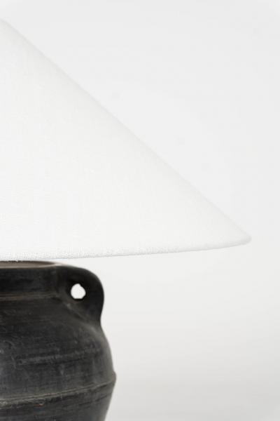 Custom Table Lamp from Black Turkish Pot with Linen Shade