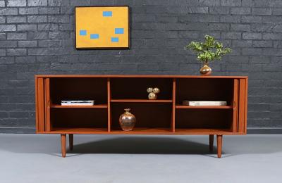 Custom Tambour Door Teak Credenza by Danish Modern L A 