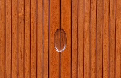 Custom Tambour Door Teak Credenza by Danish Modern L A 