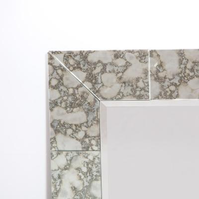 Custom Tessellated Rectilinear Mirror with Beveled Smoked Antique Mirror Edges