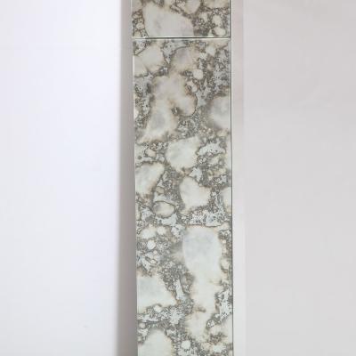 Custom Tessellated Rectilinear Mirror with Beveled Smoked Antique Mirror Edges