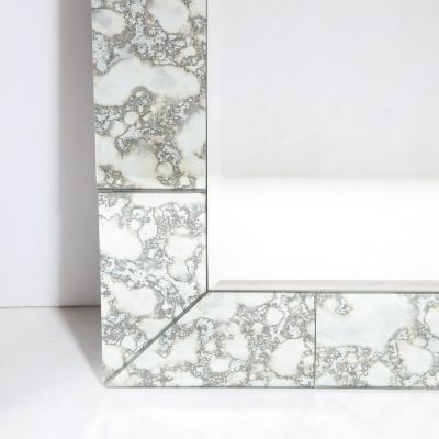 Custom Tessellated Rectilinear Mirror with Beveled Smoked Antique Mirror Edges