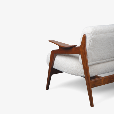 Custom Walnut Danish Settee in KnollTextiles Puff in Cloud