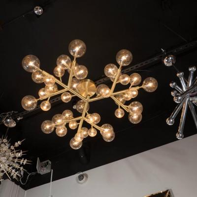 Custom and Exclusive Brass and Murano Glass Molecular Snowflake Chandelier