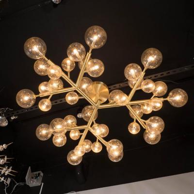 Custom and Exclusive Brass and Murano Glass Molecular Snowflake Chandelier