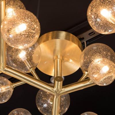 Custom and Exclusive Brass and Murano Glass Molecular Snowflake Chandelier