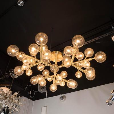 Custom and Exclusive Brass and Murano Glass Molecular Snowflake Chandelier