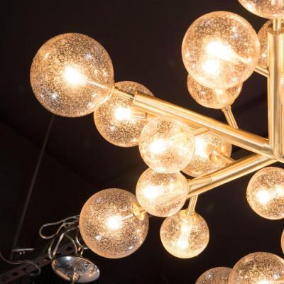 Custom and Exclusive Brass and Murano Glass Molecular Snowflake Chandelier