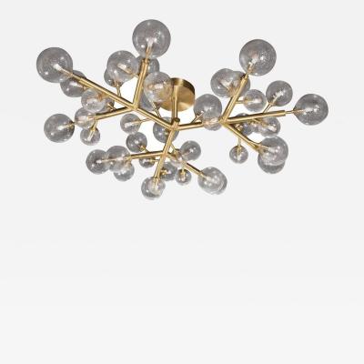 Custom and Exclusive Brass and Murano Glass Molecular Snowflake Chandelier